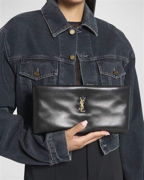 ysl calfskin leather clutch|Saint Laurent Calypso Small YSL Pouch Clutch Bag in Calfskin .